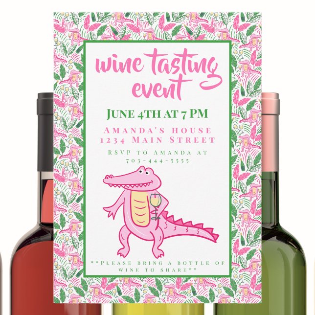 Preppy Alligator Wine Tasting  Invitation (Creator Uploaded)