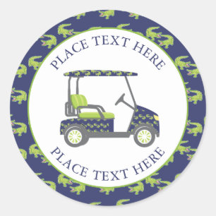 Preppy Alligators Golf Cart Classic Round Sticker