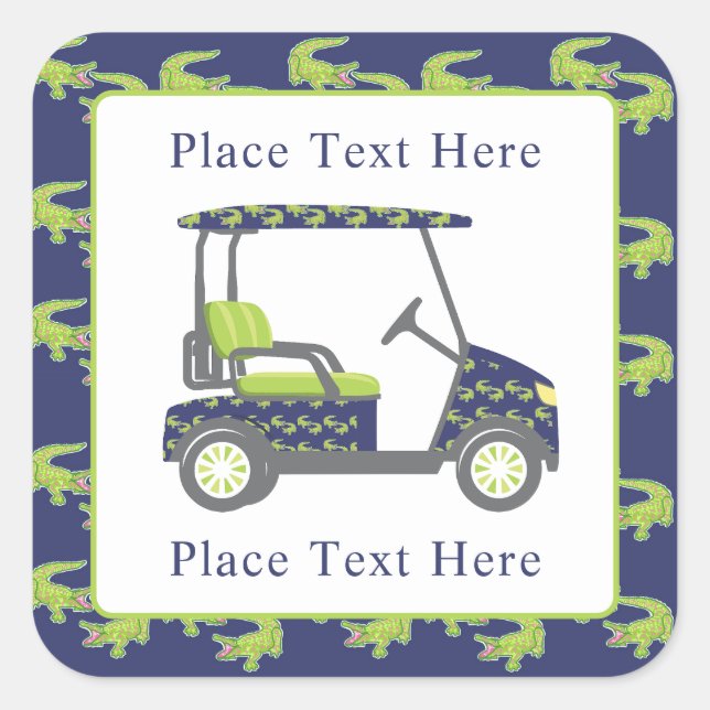 Preppy Alligators Golf Cart Square Sticker (Front)