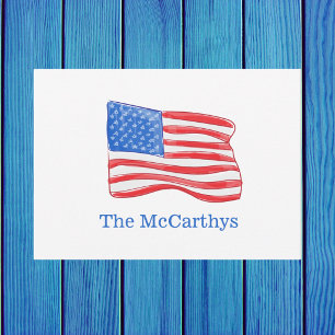 Preppy American Flag Personalised Card
