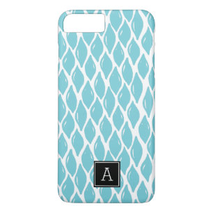 Preppy AQUA BLUE TEAL Black Monogram Personalised Case-Mate iPhone Case