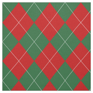 Preppy Argyle Tartan Diamond Plaid Red Green Fabric