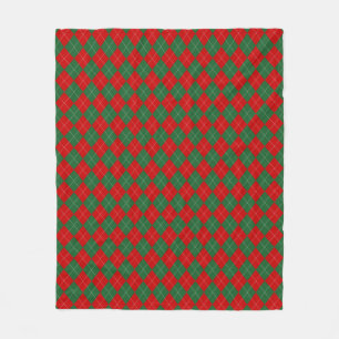 Preppy Argyle Tartan Diamond Plaid Red Green Fleece Blanket