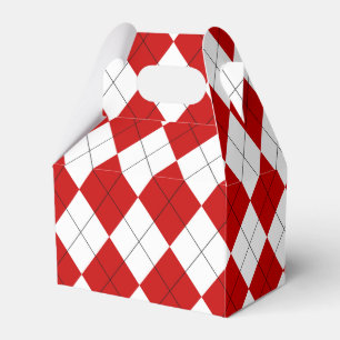 Preppy Argyle Tartan Diamond Plaid Red White Favour Box