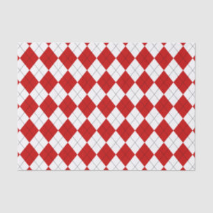 Preppy Argyle Tartan Diamond Plaid Red White Tissue Paper