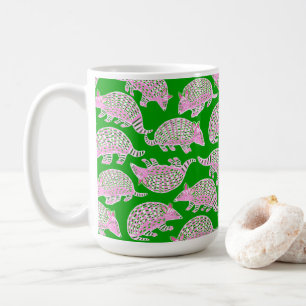 Preppy Armadillos Pink Green Coffee Mug
