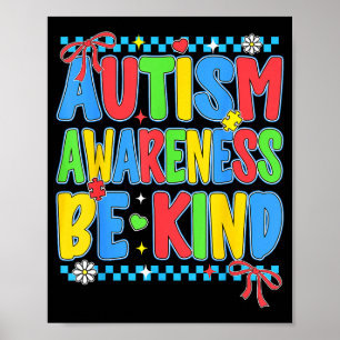 Preppy autism awareness be kind for teacher women poster