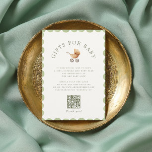 Preppy Baby Carriage Grandmillenial Baby Shower Enclosure Card