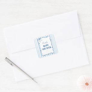 preppy baby shower invitation square sticker