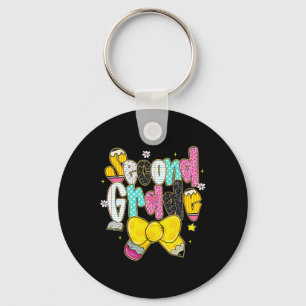 Preppy Back To School 2nd Grade Coquette Bow Girls Key Ring