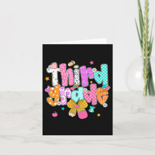 Preppy Back To School 3rd Grade Coquette Bow Girls Card