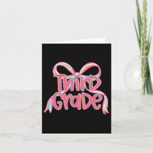Preppy Back To School 3rd Grade Pink Coquette Bow  Card