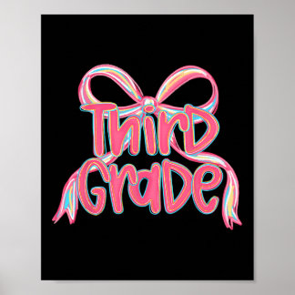 Preppy Back To School 3rd Grade Pink Coquette Bow  Poster