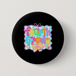 Preppy Back To School 4th Grade Coquette Bow Girls 6 Cm Round Badge