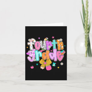 Preppy Back To School 4th Grade Coquette Bow Girls Card