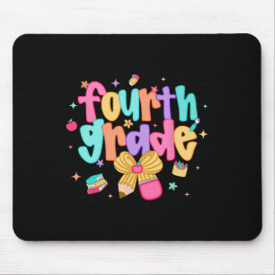 Preppy Back To School 4th Grade Coquette Bow Girls Mouse Pad