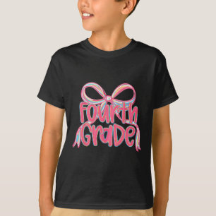 Preppy Back To School 4th Grade Pink Coquette Bow T-Shirt
