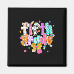 Preppy Back To School 5th Grade Coquette Bow Girls Magnet