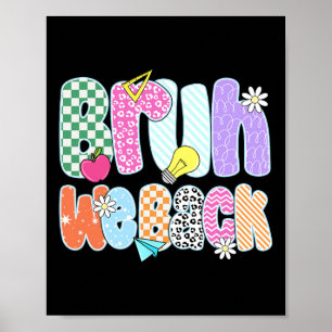 Preppy Back To School Colourful Bruh We Back Teach Poster