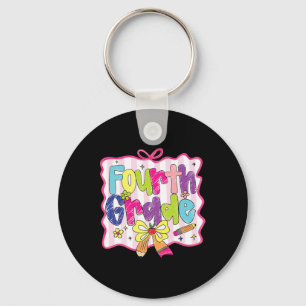Preppy Back To School Coquette Fourth Grade Girly Key Ring
