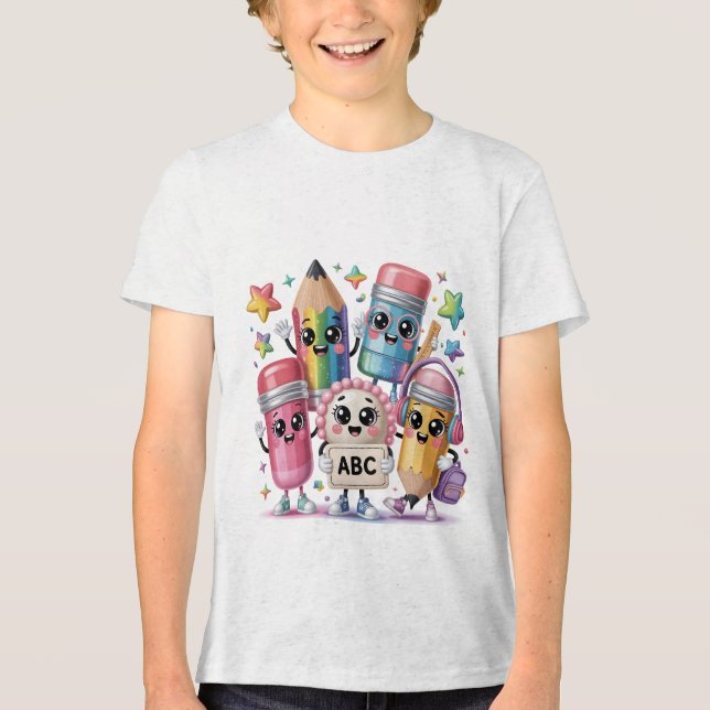 Preppy Back to School Dumpling  Tri-Blend Shirt (Front)
