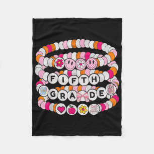 Preppy Back To School Fifth Grade Bracelet Teacher Fleece Blanket