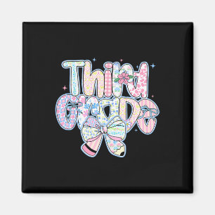 Preppy Back To School Floral 3rd Grade Coquette Gi Magnet
