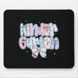 Preppy Back To School Floral Kindergarten Coquette Mouse Pad