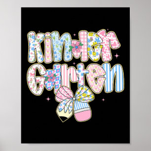 Preppy Back To School Floral Kindergarten Coquette Poster