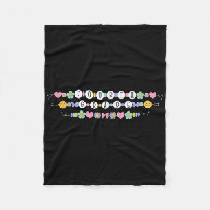 Preppy Back To School Fourth Grade Bracelet Teache Fleece Blanket