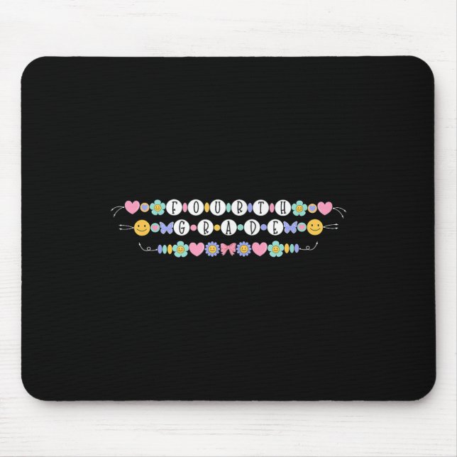 Preppy Back To School Fourth Grade Bracelet Teache Mouse Pad (Front)