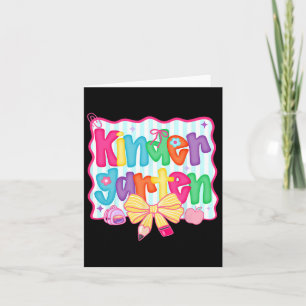 Preppy Back To School Kindergarten Coquette Bow Gi Card