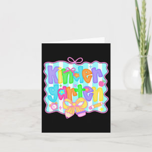 Preppy Back To School Kindergarten Coquette Bow Gi Card