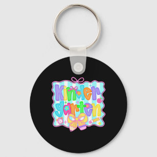 Preppy Back To School Kindergarten Coquette Bow Gi Key Ring