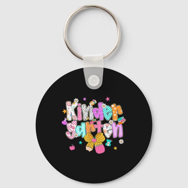 Preppy Back To School Kindergarten Coquette Bow Gi Key Ring (Front)