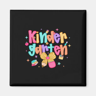 Preppy Back To School Kindergarten Coquette Bow Gi Magnet