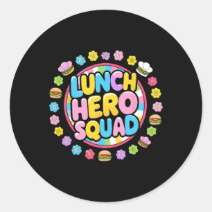 Preppy Back To School Lunch Lady Squad Lunch Hero Classic Round Sticker