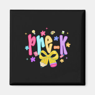 Preppy Back To School Pre-k Cute Coquette Bow Girl Magnet