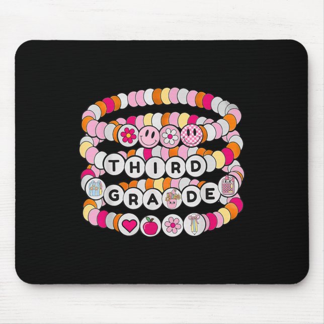 Preppy Back To School Third Grade Bracelet Teacher Mouse Pad (Front)