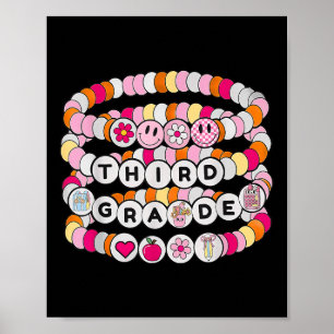 Preppy Back To School Third Grade Bracelet Teacher Poster
