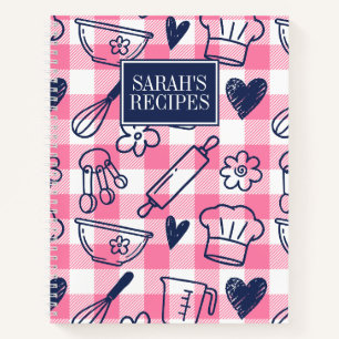 Preppy Baking Pink Gingham Recipe Notebook