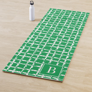 Preppy Bamboo – Green Lattice Monogram Yoga Mat