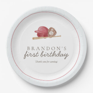 Preppy Baseball First Birthday Elegant Party Paper Plate