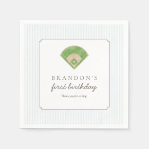 Preppy Baseball First Birthday Rookie One Party Napkin