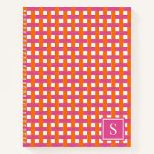 Preppy Basket Weave – Hot Pink & Orange Monogram