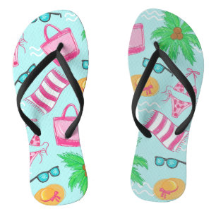 Preppy Beach Bikini Towel Palm Tree Towel Jandals
