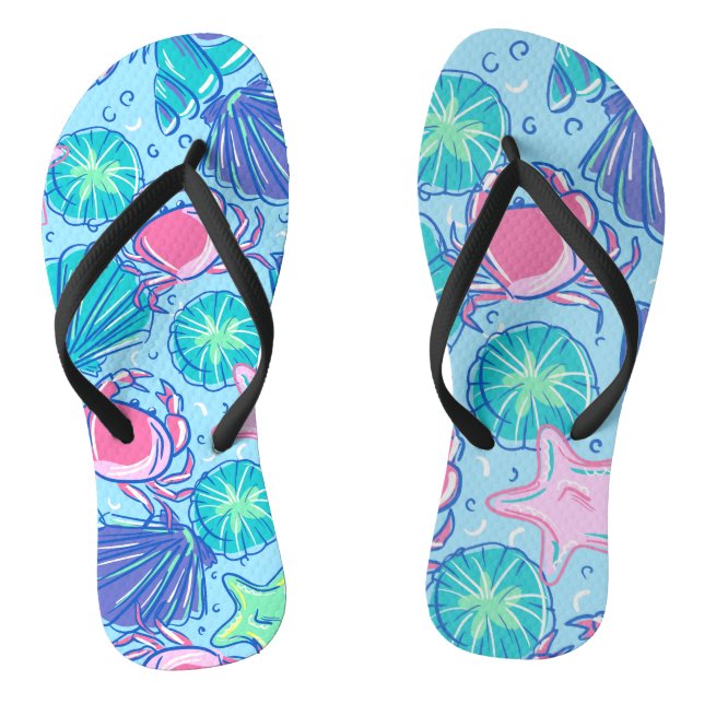 Preppy Beach Shell Crab Ocean Jandals (Footbed)
