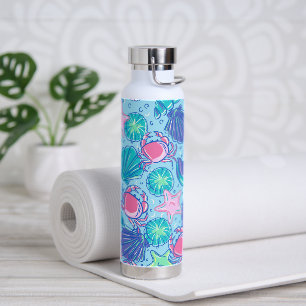 Preppy Beach Shell Crab Water Bottle