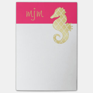 Preppy Beach Tropical Seahorse Pink Post-it Notes