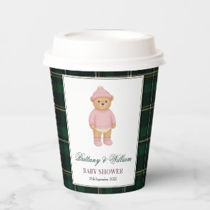 Preppy Bear Baby Girl Baby Shower Paper Cups